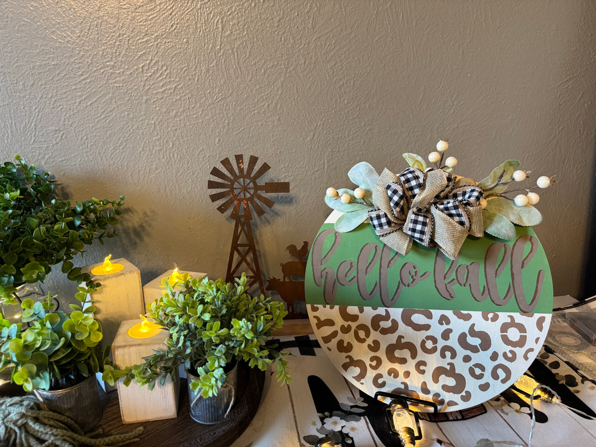 Round Wooden Fall Sign